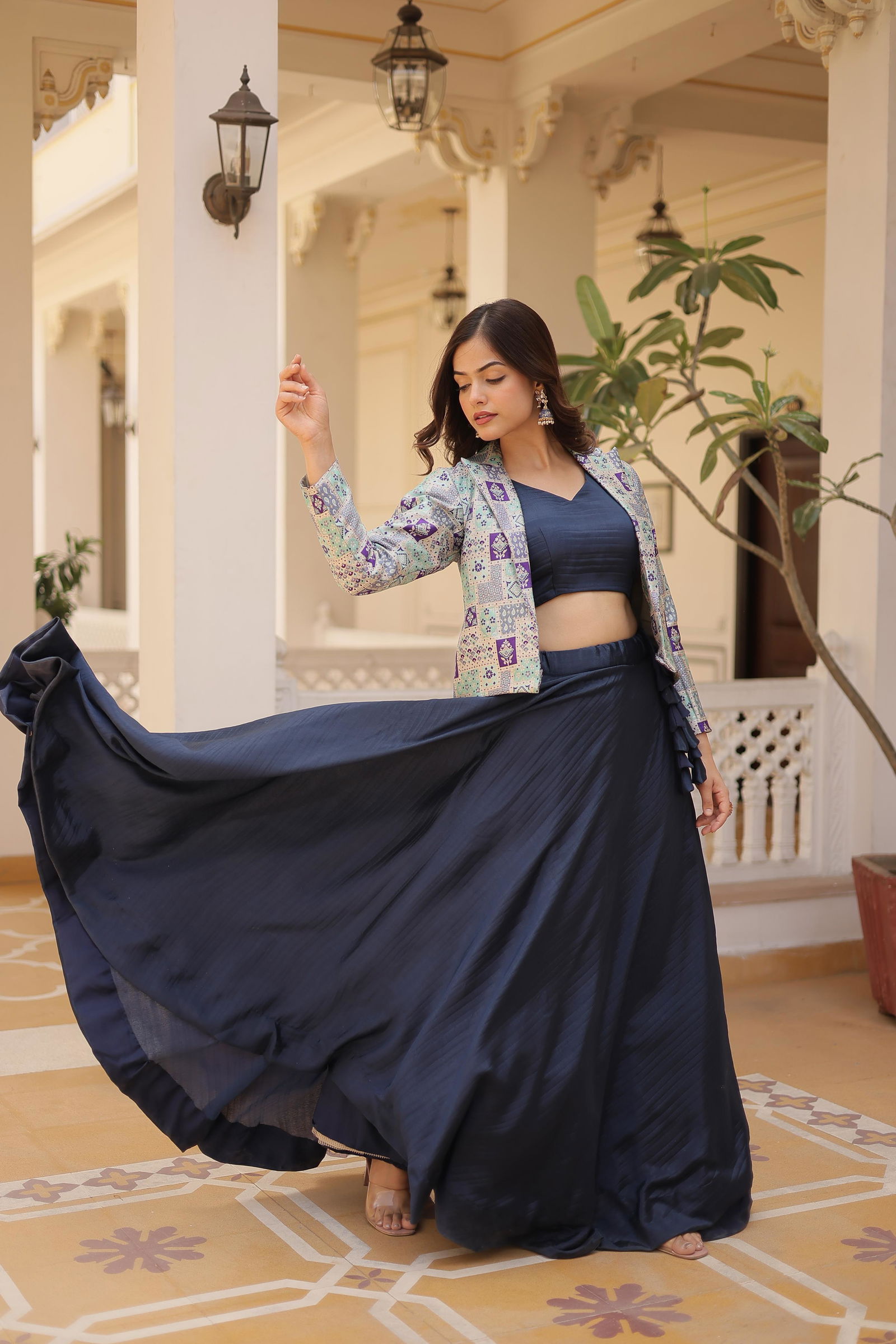 KA 5033 Chinon Printed Designer Indo Western Wholesale Price In Surat